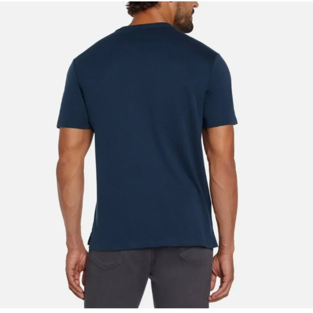 Banana Republic Mens Luxe Touch 100% Cotton Performance Tee, Navy, Size S
